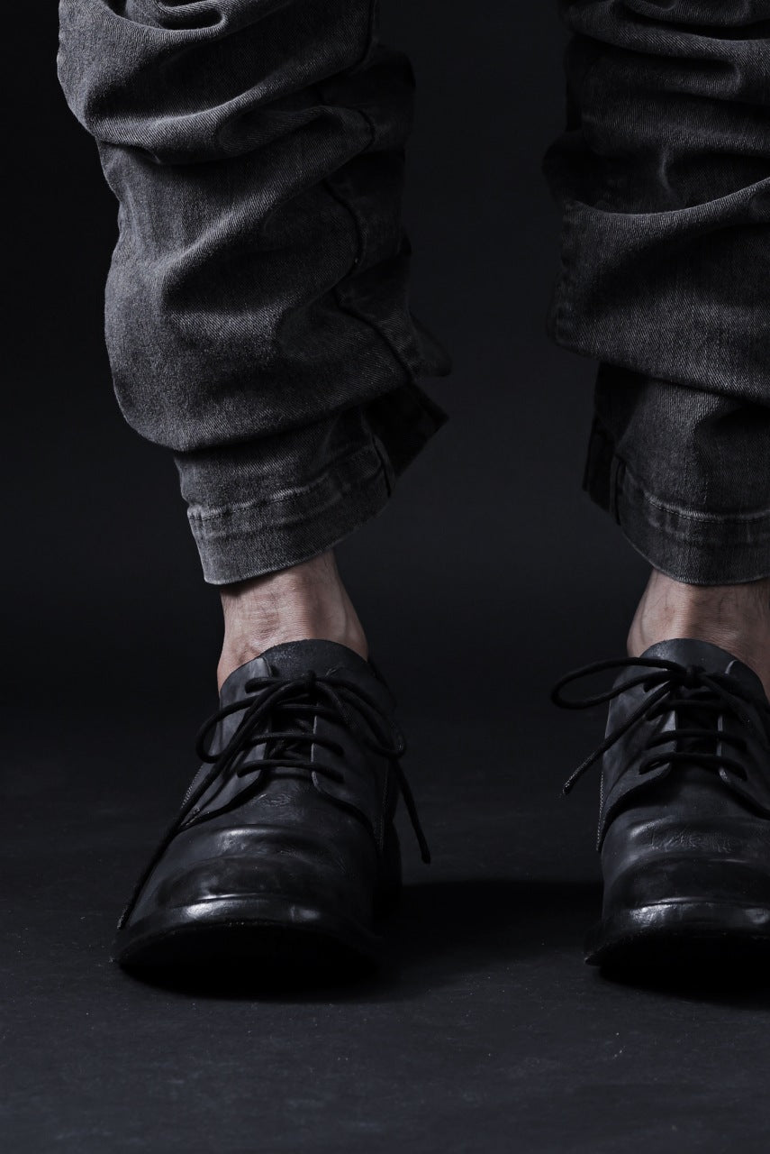 画像をギャラリービューアに読み込む, BORIS BIDJAN SABERI HORSE CULATTA SKIN DERBY SHOES / OBJECT DYED AND HAND-TREATED "SHOE2.1" (BLACK)
