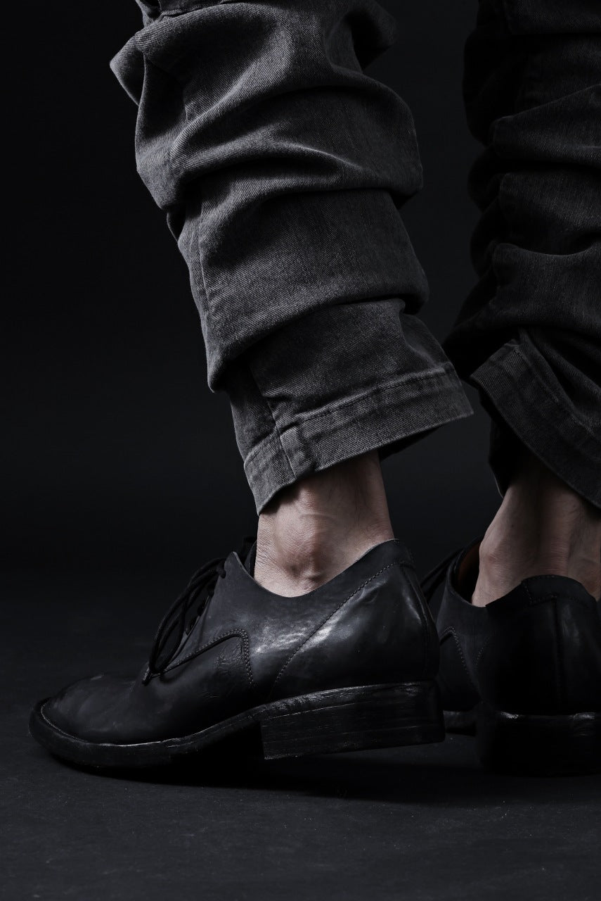 画像をギャラリービューアに読み込む, BORIS BIDJAN SABERI HORSE CULATTA SKIN DERBY SHOES / OBJECT DYED AND HAND-TREATED "SHOE2.1" (BLACK)