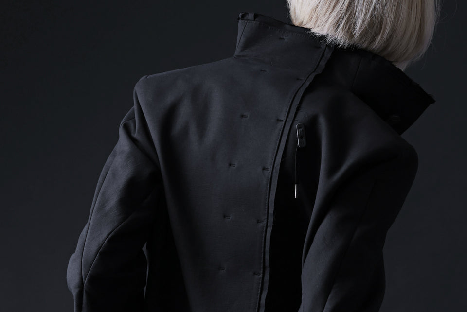 画像をギャラリービューアに読み込む, BORIS BIDJAN SABERI HIGH NECK SHORT COAT &quot;COAT 1. SHORT-FIF10008&quot; (BLACK)