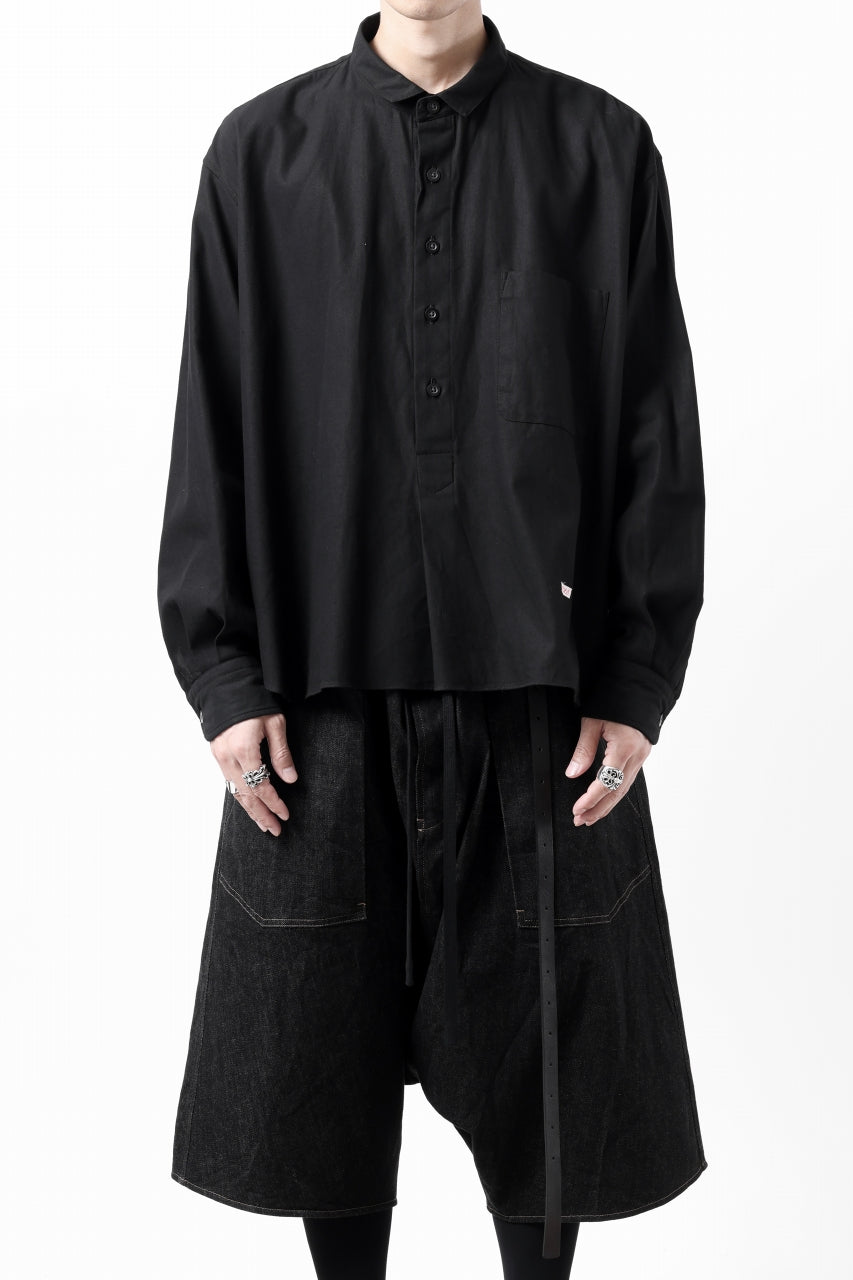 画像をギャラリービューアに読み込む, KLASICA SH-040 OVERSIZED SHORT PULLOVER SHIRT / DRY BACK TWILL (BLACK)