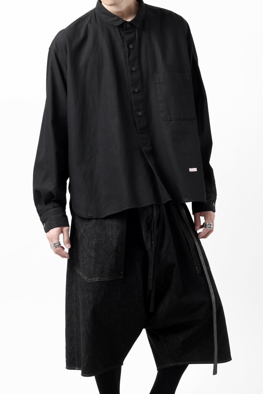 画像をギャラリービューアに読み込む, KLASICA SH-040 OVERSIZED SHORT PULLOVER SHIRT / DRY BACK TWILL (BLACK)