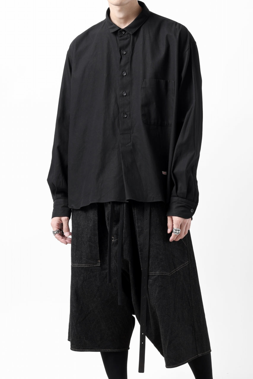 画像をギャラリービューアに読み込む, KLASICA SH-040 OVERSIZED SHORT PULLOVER SHIRT / DRY BACK TWILL (BLACK)