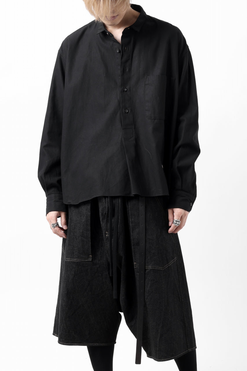 画像をギャラリービューアに読み込む, KLASICA SH-040 OVERSIZED SHORT PULLOVER SHIRT / DRY BACK TWILL (BLACK)