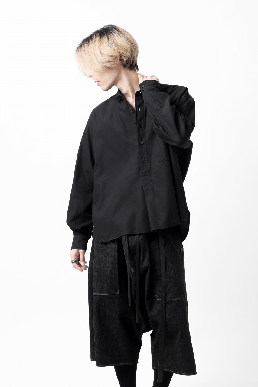 画像をギャラリービューアに読み込む, KLASICA SH-040 OVERSIZED SHORT PULLOVER SHIRT / DRY BACK TWILL (BLACK)