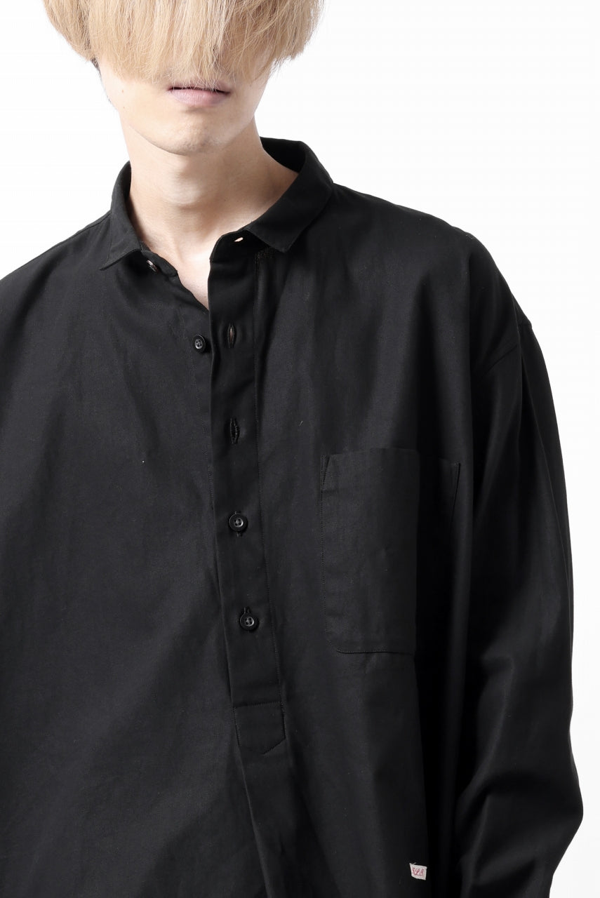 画像をギャラリービューアに読み込む, KLASICA SH-040 OVERSIZED SHORT PULLOVER SHIRT / DRY BACK TWILL (BLACK)