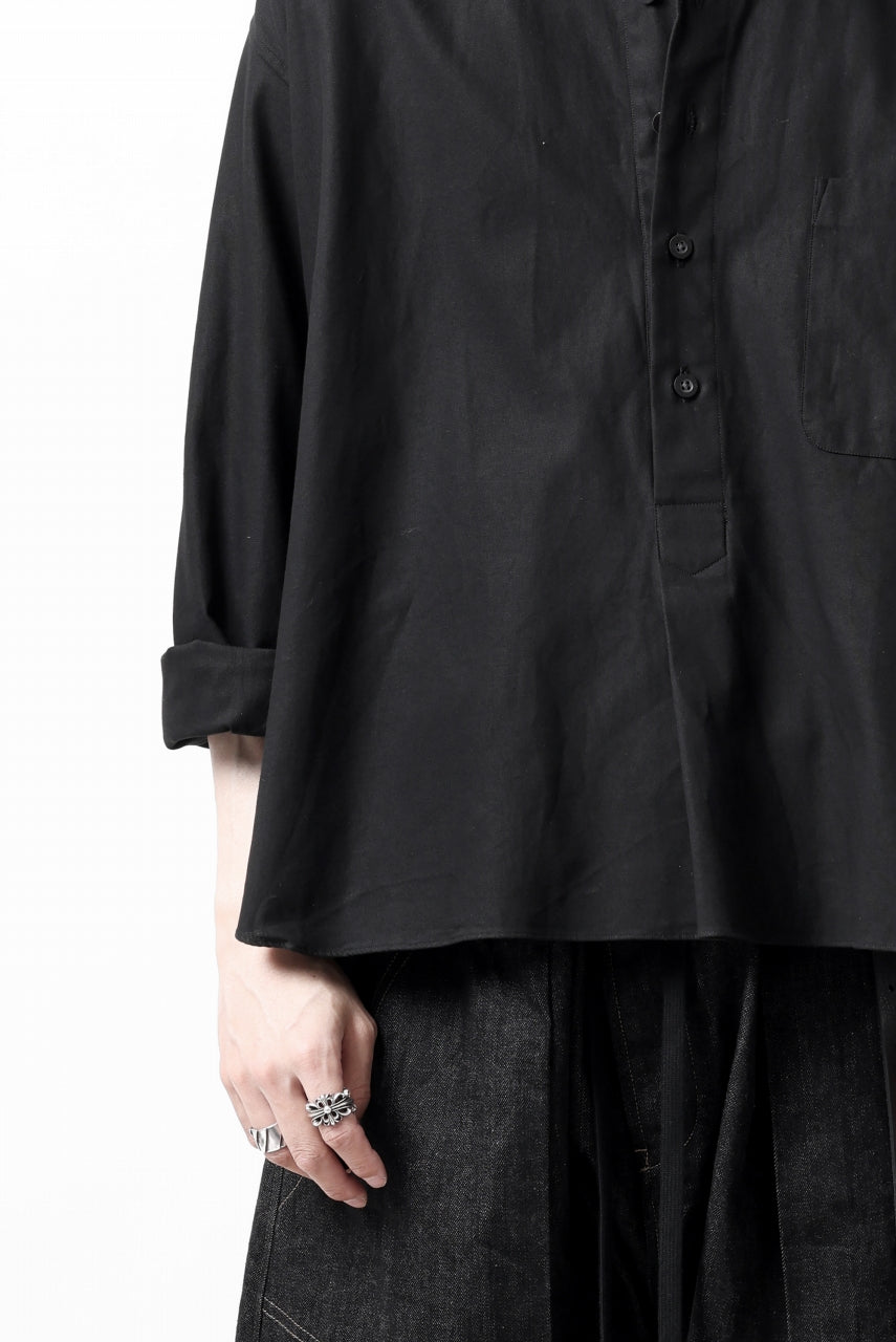 画像をギャラリービューアに読み込む, KLASICA SH-040 OVERSIZED SHORT PULLOVER SHIRT / DRY BACK TWILL (BLACK)
