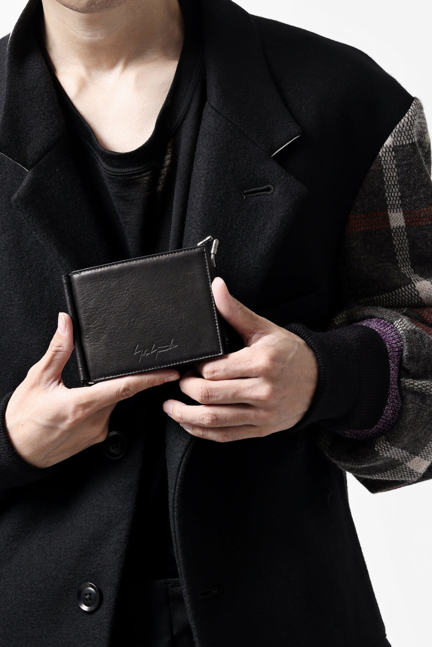 画像をギャラリービューアに読み込む, discord Yohji Yamamoto Money Clip Wallet / Shrink Cow Skin Leather (BLACK)