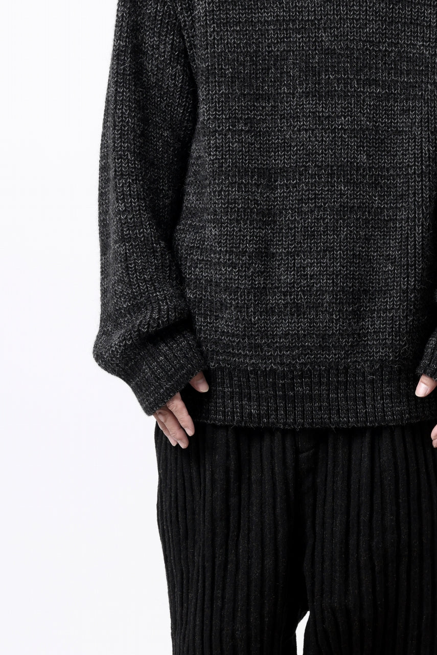 Load image into Gallery viewer, CAPERTICA HEAVY KNIT SWEATER TOP / BABY ALPACA (MIX BLACK)