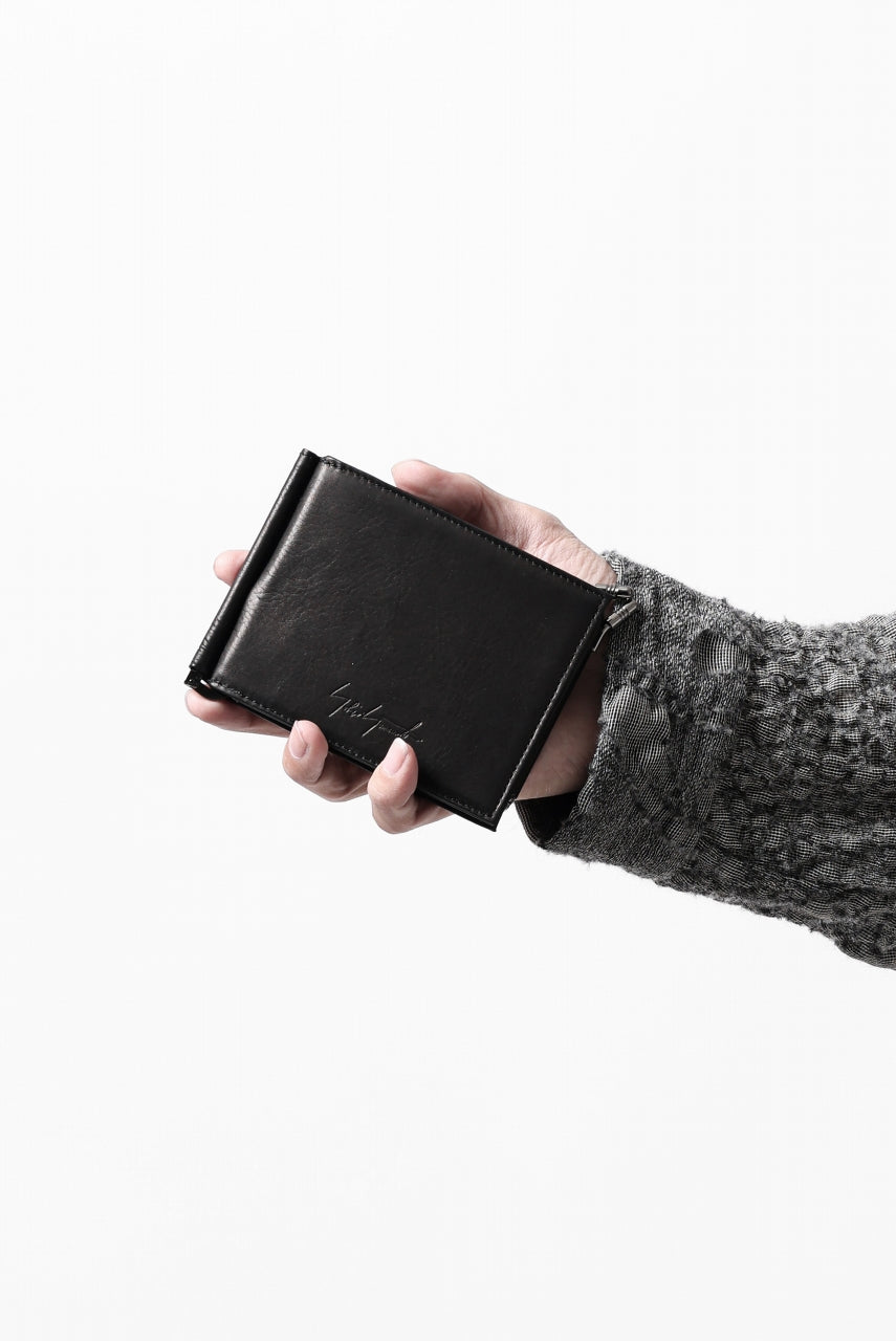 画像をギャラリービューアに読み込む, discord Yohji Yamamoto Money Clip Wallet / Shrink Cow Skin Leather (BLACK)