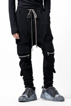 画像をギャラリービューアに読み込む, A.F ARTEFACT FLAP ZIP SARROUEL SKINNY PANTS / COTTON SWEAT (BLACK)