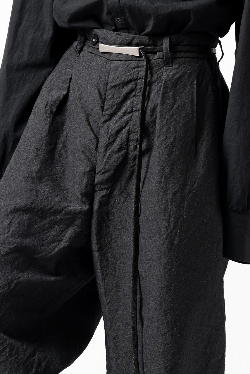 画像をギャラリービューアに読み込む, KLASICA GOSSE TWO TUCKED TROUSERS / SUMMER CHAMBRAY WOOL-LINEN (SHADOW)