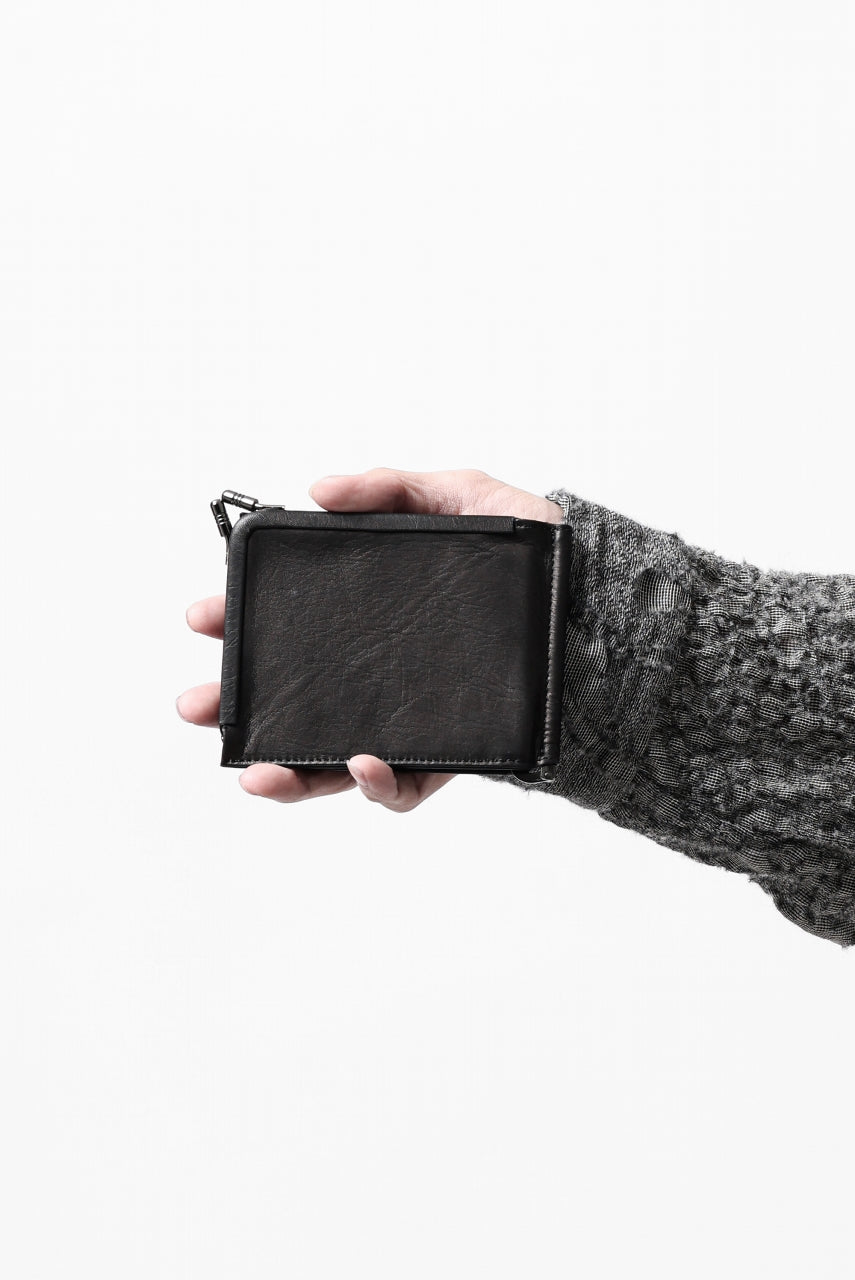 画像をギャラリービューアに読み込む, discord Yohji Yamamoto Money Clip Wallet / Shrink Cow Skin Leather (BLACK)