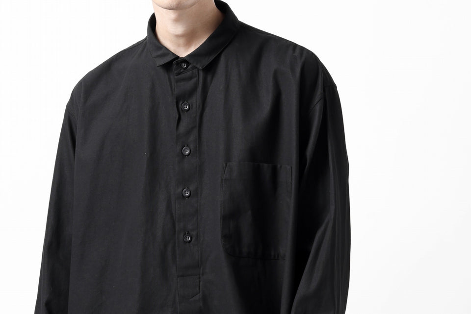 画像をギャラリービューアに読み込む, KLASICA SH-040 OVERSIZED SHORT PULLOVER SHIRT / DRY BACK TWILL (BLACK)