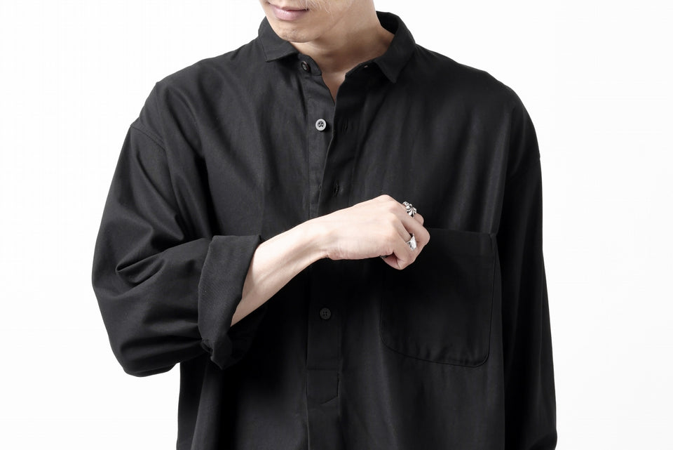 画像をギャラリービューアに読み込む, KLASICA SH-040 OVERSIZED SHORT PULLOVER SHIRT / DRY BACK TWILL (BLACK)