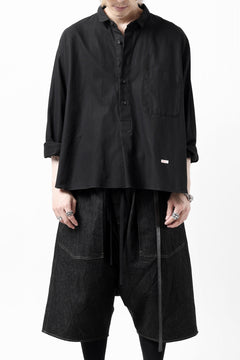 画像をギャラリービューアに読み込む, KLASICA SH-040 OVERSIZED SHORT PULLOVER SHIRT / DRY BACK TWILL (BLACK)