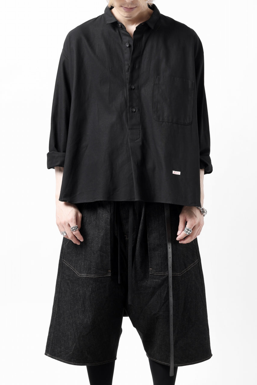 画像をギャラリービューアに読み込む, KLASICA SH-040 OVERSIZED SHORT PULLOVER SHIRT / DRY BACK TWILL (BLACK)