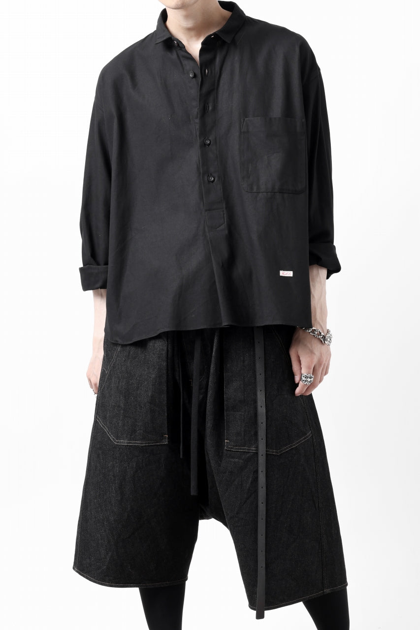 画像をギャラリービューアに読み込む, KLASICA SH-040 OVERSIZED SHORT PULLOVER SHIRT / DRY BACK TWILL (BLACK)