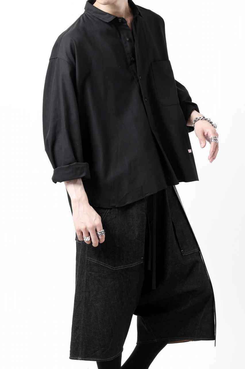画像をギャラリービューアに読み込む, KLASICA SH-040 OVERSIZED SHORT PULLOVER SHIRT / DRY BACK TWILL (BLACK)