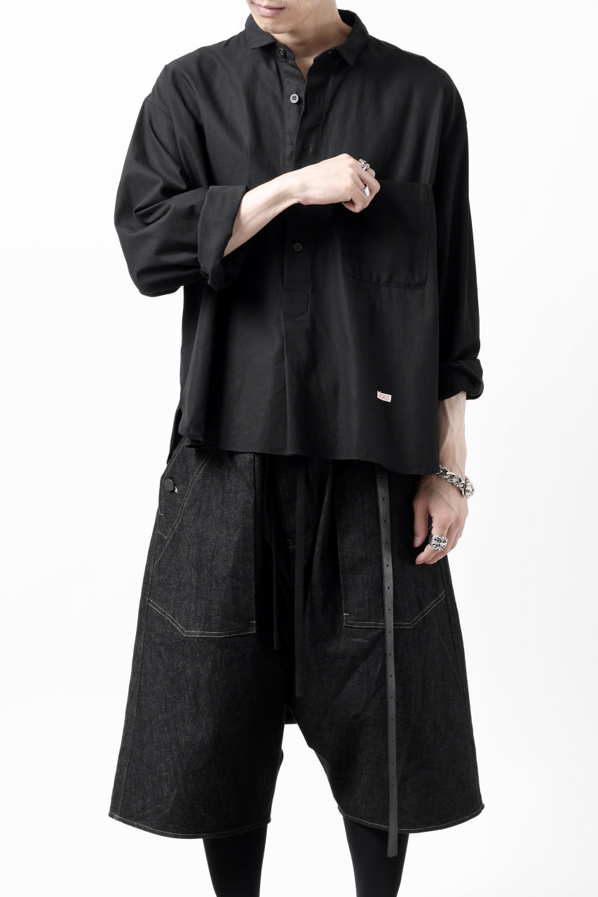 画像をギャラリービューアに読み込む, KLASICA SH-040 OVERSIZED SHORT PULLOVER SHIRT / DRY BACK TWILL (BLACK)