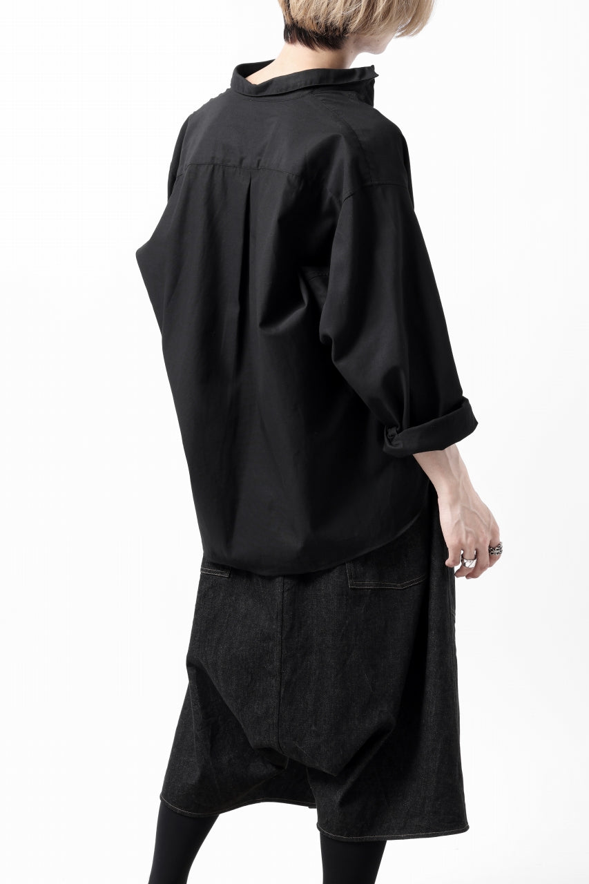 画像をギャラリービューアに読み込む, KLASICA SH-040 OVERSIZED SHORT PULLOVER SHIRT / DRY BACK TWILL (BLACK)