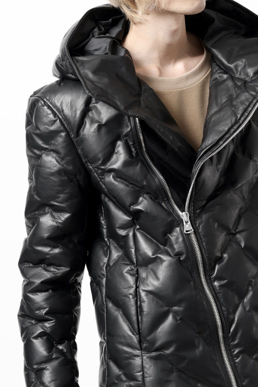 画像をギャラリービューアに読み込む, ISAMU KATAYAMA BACKLASH HOODED DOWN JACKET / LUXURY STEER + POLISH WHITE GOOSE (BLACK)