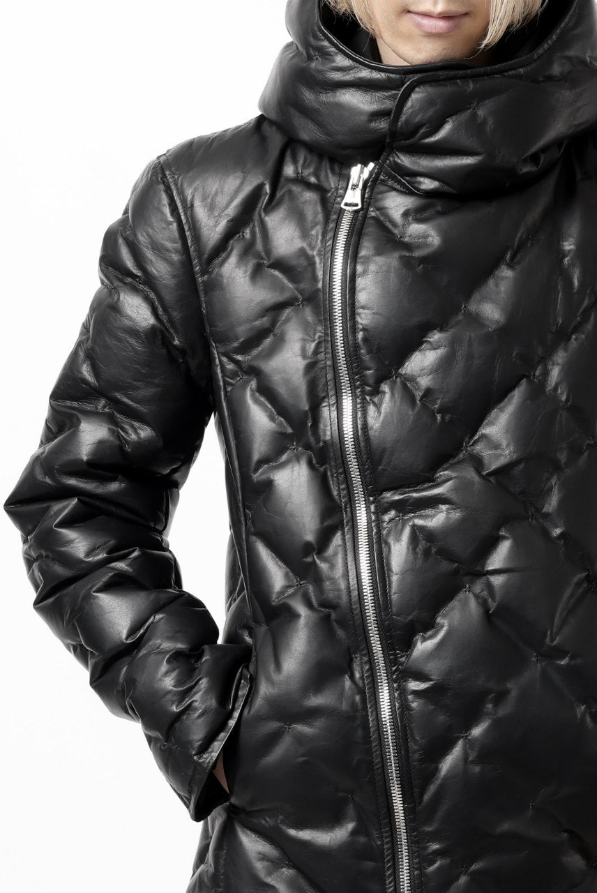 画像をギャラリービューアに読み込む, ISAMU KATAYAMA BACKLASH HOODED DOWN JACKET / LUXURY STEER + POLISH WHITE GOOSE (BLACK)
