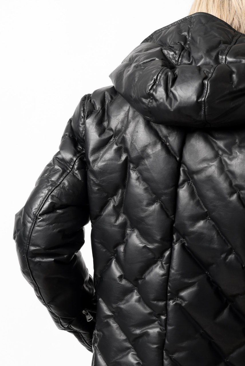 画像をギャラリービューアに読み込む, ISAMU KATAYAMA BACKLASH HOODED DOWN JACKET / LUXURY STEER + POLISH WHITE GOOSE (BLACK)