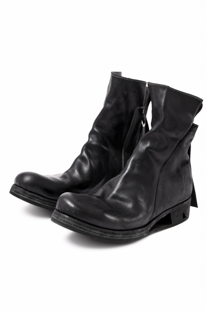 画像をギャラリービューアに読み込む, BORIS BIDJAN SABERI HORSE LEATHER SIDE ZIP BOOTS / OBJECT DYED & MOLDED "BOOT1-F2519M" (BLACK)