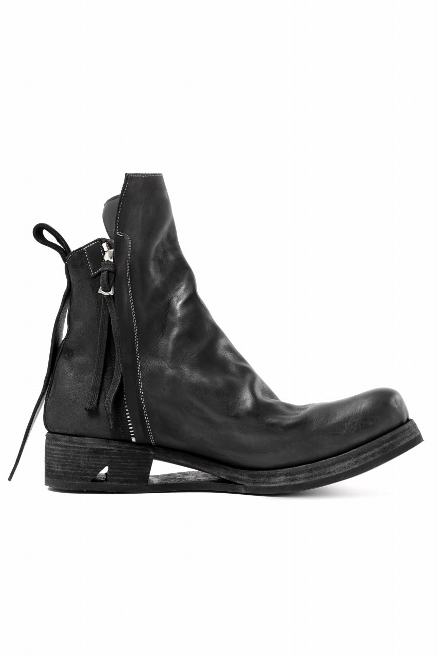画像をギャラリービューアに読み込む, BORIS BIDJAN SABERI HORSE LEATHER SIDE ZIP BOOTS / OBJECT DYED & MOLDED "BOOT1-F2519M" (BLACK)
