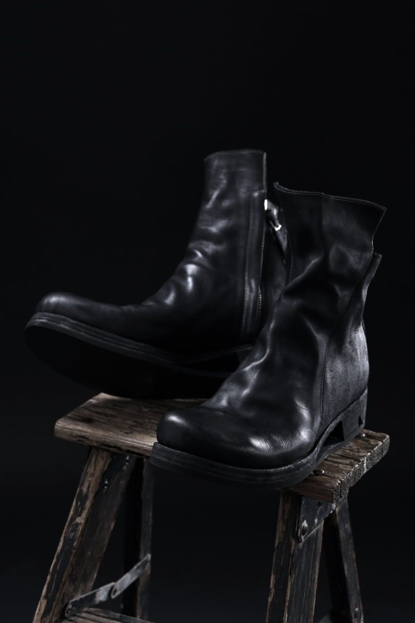画像をギャラリービューアに読み込む, BORIS BIDJAN SABERI HORSE LEATHER SIDE ZIP BOOTS / OBJECT DYED & MOLDED "BOOT1-F2519M" (BLACK)