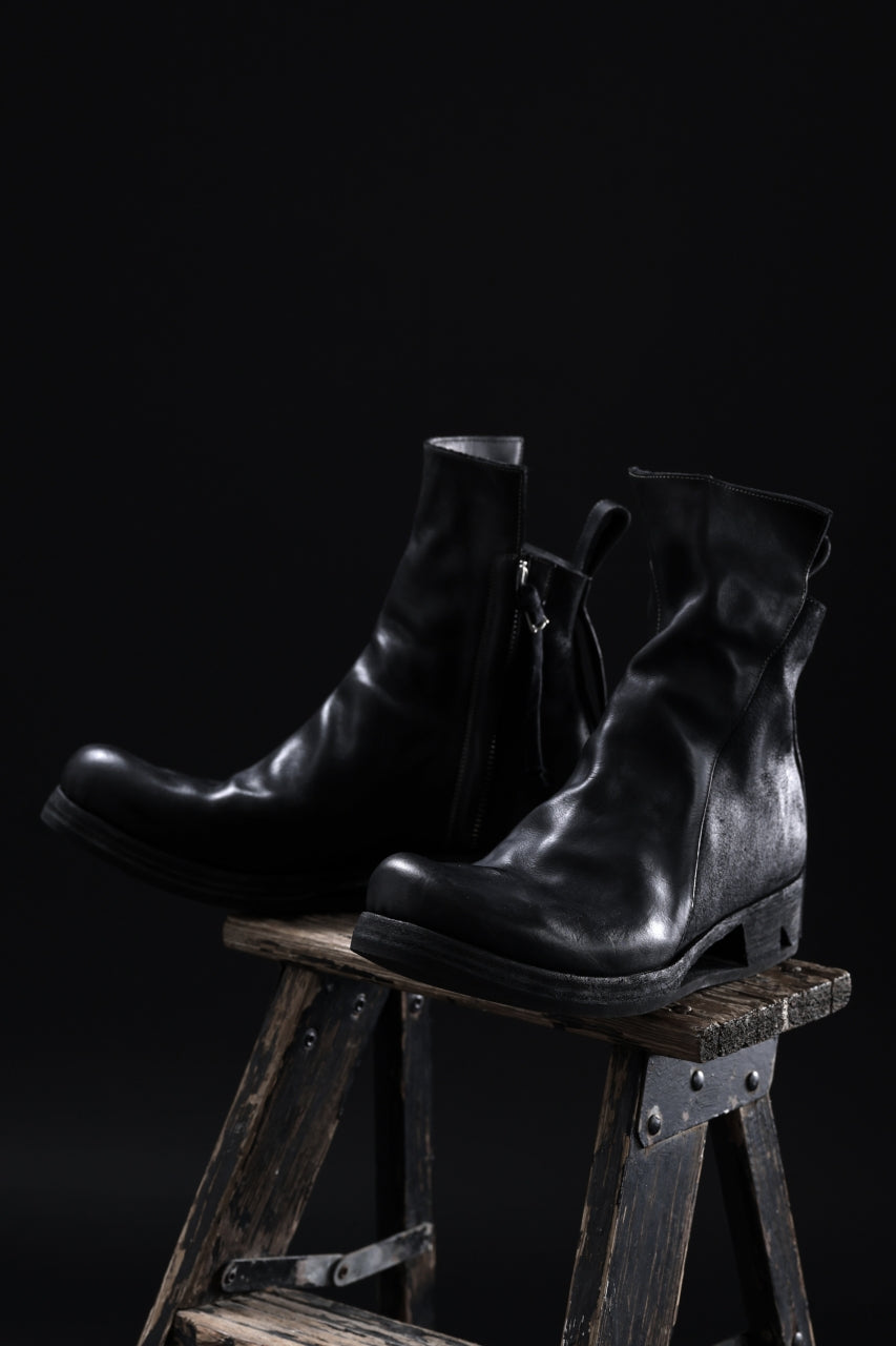 画像をギャラリービューアに読み込む, BORIS BIDJAN SABERI HORSE LEATHER SIDE ZIP BOOTS / OBJECT DYED & MOLDED "BOOT1-F2519M" (BLACK)