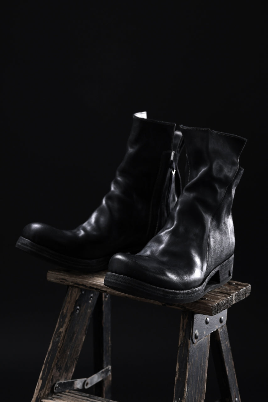 画像をギャラリービューアに読み込む, BORIS BIDJAN SABERI HORSE LEATHER SIDE ZIP BOOTS / OBJECT DYED & MOLDED "BOOT1-F2519M" (BLACK)