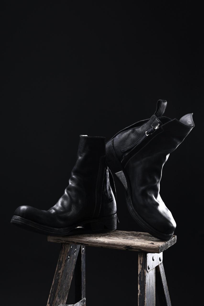 画像をギャラリービューアに読み込む, BORIS BIDJAN SABERI HORSE LEATHER SIDE ZIP BOOTS / OBJECT DYED & MOLDED "BOOT1-F2519M" (BLACK)