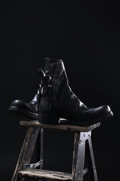 画像をギャラリービューアに読み込む, BORIS BIDJAN SABERI HORSE LEATHER SIDE ZIP BOOTS / OBJECT DYED & MOLDED "BOOT1-F2519M" (BLACK)