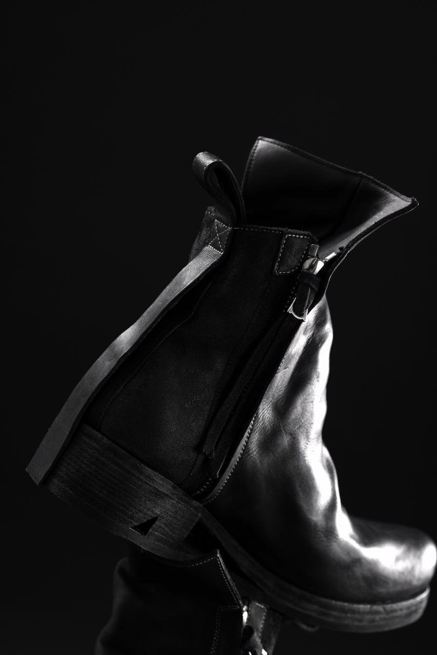 画像をギャラリービューアに読み込む, BORIS BIDJAN SABERI HORSE LEATHER SIDE ZIP BOOTS / OBJECT DYED & MOLDED "BOOT1-F2519M" (BLACK)
