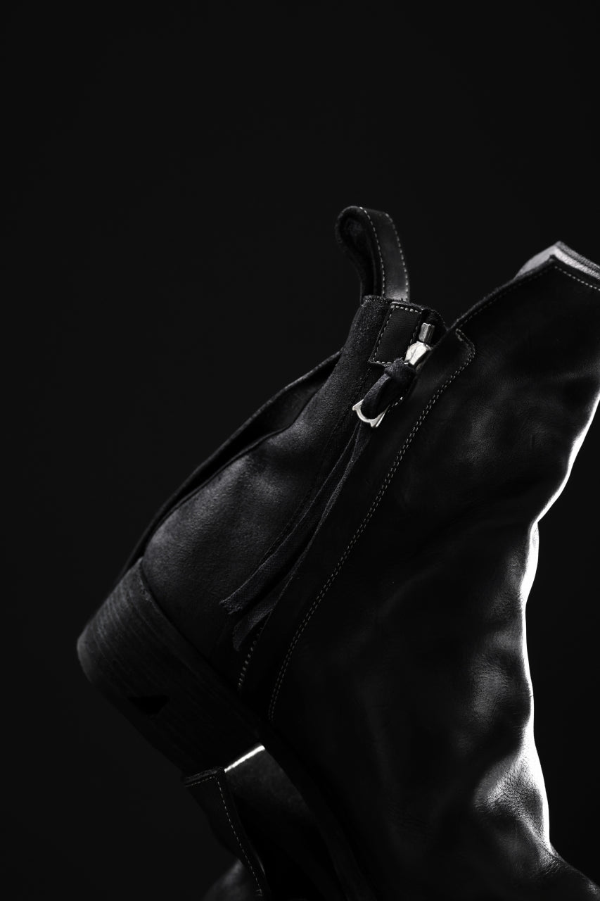 画像をギャラリービューアに読み込む, BORIS BIDJAN SABERI HORSE LEATHER SIDE ZIP BOOTS / OBJECT DYED & MOLDED "BOOT1-F2519M" (BLACK)