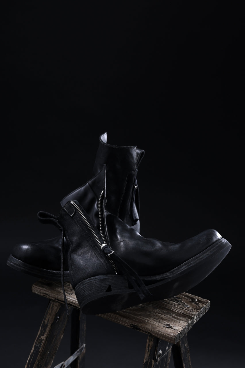 画像をギャラリービューアに読み込む, BORIS BIDJAN SABERI HORSE LEATHER SIDE ZIP BOOTS / OBJECT DYED & MOLDED "BOOT1-F2519M" (BLACK)