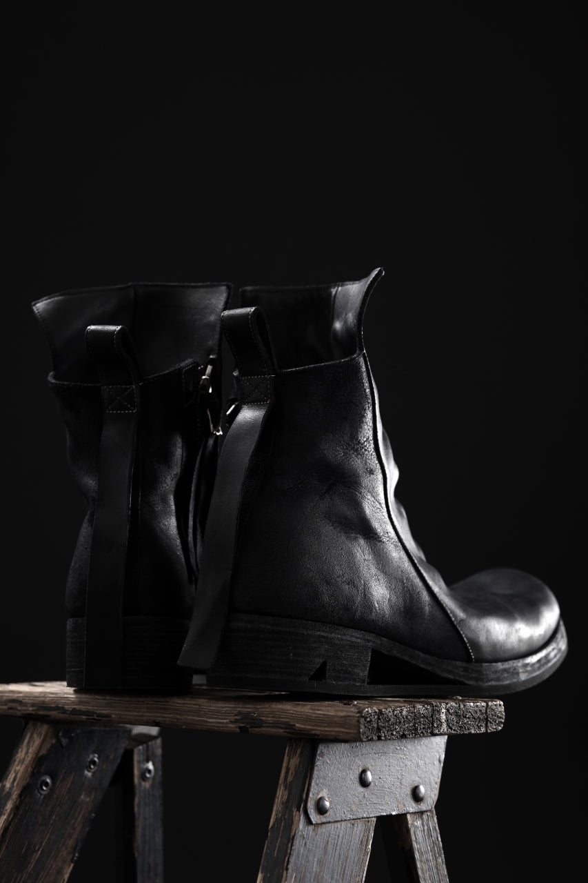 画像をギャラリービューアに読み込む, BORIS BIDJAN SABERI HORSE LEATHER SIDE ZIP BOOTS / OBJECT DYED & MOLDED "BOOT1-F2519M" (BLACK)
