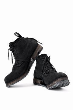 画像をギャラリービューアに読み込む, BORIS BIDJAN SABERI CANVAS FABRIC LACE UP MIDDLE BOOTS / OBJECT DYED & HAND-TREATED "BOOT4" (BLACK)