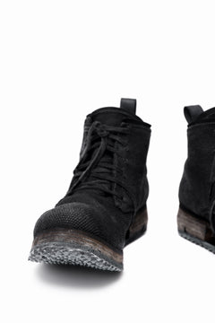 画像をギャラリービューアに読み込む, BORIS BIDJAN SABERI CANVAS FABRIC LACE UP MIDDLE BOOTS / OBJECT DYED & HAND-TREATED "BOOT4" (BLACK)