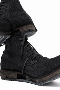 画像をギャラリービューアに読み込む, BORIS BIDJAN SABERI CANVAS FABRIC LACE UP MIDDLE BOOTS / OBJECT DYED & HAND-TREATED "BOOT4" (BLACK)