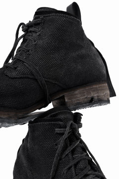 画像をギャラリービューアに読み込む, BORIS BIDJAN SABERI CANVAS FABRIC LACE UP MIDDLE BOOTS / OBJECT DYED & HAND-TREATED "BOOT4" (BLACK)