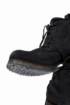 画像をギャラリービューアに読み込む, BORIS BIDJAN SABERI CANVAS FABRIC LACE UP MIDDLE BOOTS / OBJECT DYED & HAND-TREATED "BOOT4" (BLACK)