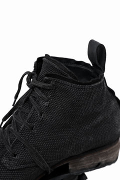 画像をギャラリービューアに読み込む, BORIS BIDJAN SABERI CANVAS FABRIC LACE UP MIDDLE BOOTS / OBJECT DYED & HAND-TREATED "BOOT4" (BLACK)