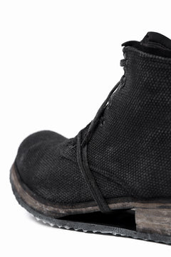 画像をギャラリービューアに読み込む, BORIS BIDJAN SABERI CANVAS FABRIC LACE UP MIDDLE BOOTS / OBJECT DYED & HAND-TREATED "BOOT4" (BLACK)