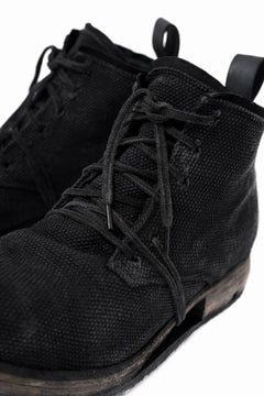 画像をギャラリービューアに読み込む, BORIS BIDJAN SABERI CANVAS FABRIC LACE UP MIDDLE BOOTS / OBJECT DYED & HAND-TREATED "BOOT4" (BLACK)