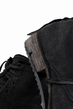 画像をギャラリービューアに読み込む, BORIS BIDJAN SABERI CANVAS FABRIC LACE UP MIDDLE BOOTS / OBJECT DYED & HAND-TREATED "BOOT4" (BLACK)