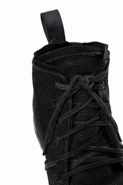 画像をギャラリービューアに読み込む, BORIS BIDJAN SABERI CANVAS FABRIC LACE UP MIDDLE BOOTS / OBJECT DYED & HAND-TREATED "BOOT4" (BLACK)