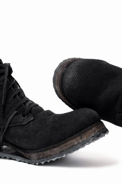 画像をギャラリービューアに読み込む, BORIS BIDJAN SABERI CANVAS FABRIC LACE UP MIDDLE BOOTS / OBJECT DYED & HAND-TREATED "BOOT4" (BLACK)
