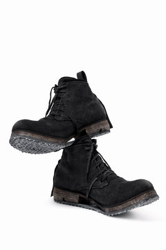 画像をギャラリービューアに読み込む, BORIS BIDJAN SABERI CANVAS FABRIC LACE UP MIDDLE BOOTS / OBJECT DYED & HAND-TREATED "BOOT4" (BLACK)